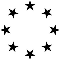 Obraz premium Stars of various sizes arranged in circle. Design element - Star circle vector. Black star shape. Vector illustration