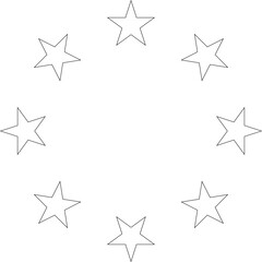 Obraz premium Stars of various sizes arranged in circle. Design element - Star circle vector. Black star shape. Vector illustration