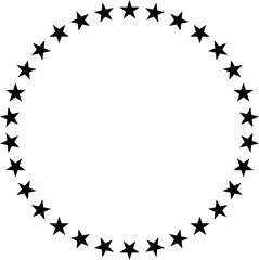 Obraz premium Stars of various sizes arranged in circle. Design element - Star circle vector. Black star shape. Vector illustration