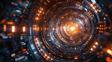 Obraz premium Futuristic circle design of a time warp. Abstract style with dark and light background
