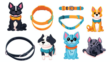 Pet supplies accessories set. Collar with bell leas