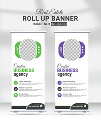 Modern eye caching corporate business rollup banner design with multiple trendy gradient colors design vector bundle template