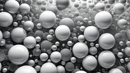 Abstract background design of bubbles in different shapes. Grey and white colors. AI Generated