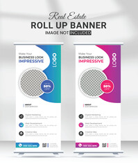Modern eye caching corporate business rollup banner design with multiple trendy gradient colors design vector bundle template © shamimgraphix