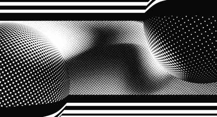 An abstract halftone dots background, Grid vector pattern in black and white suitable for posters, websites, flyer, pamphlet, annual report, interior design.