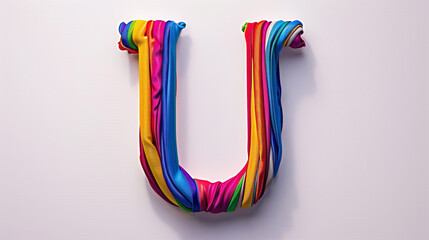 "U" displayed with artistic flair, adding personality and charm to the background of pure white.