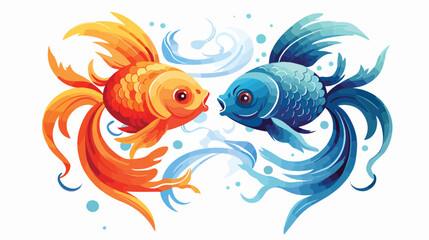 Pisces two fishes astrological icon. Zodiac sign ho