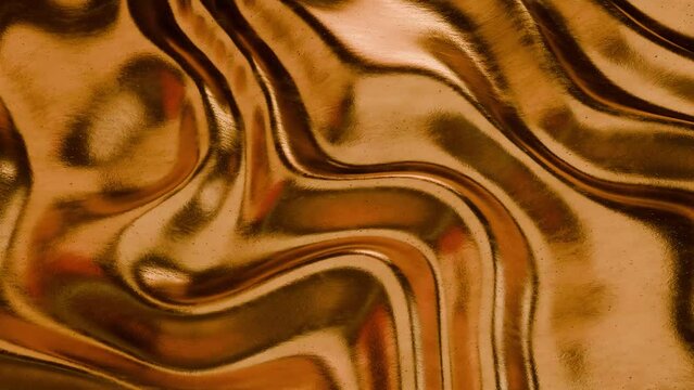 Golden metal wavy background. Loop 3D render video