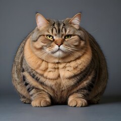 An overweight cat. Fat cat character. Pet obesity.