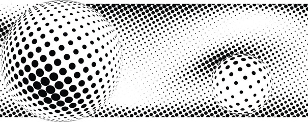 - An abstract background featuring halftone dots and circles in monochrome sphere. A modern vector pattern suitable for posters, websites, flyer, pamphlet, annual report, interior design.