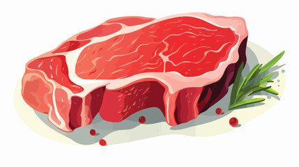 Pork meat piece with bone. Cut raw fresh meaty stea