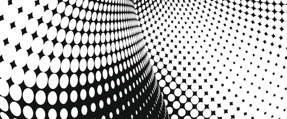 Vector illustration of a monochrome gradient halftone dots background. Abstract grunge dots on a white backdrop.