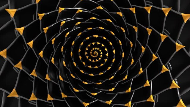 infinity fibonacci spiral geometric 3d animation loop. Can be used to represent eternal life mandala, hypnotic kaleidoscopic vortex, mystic energy