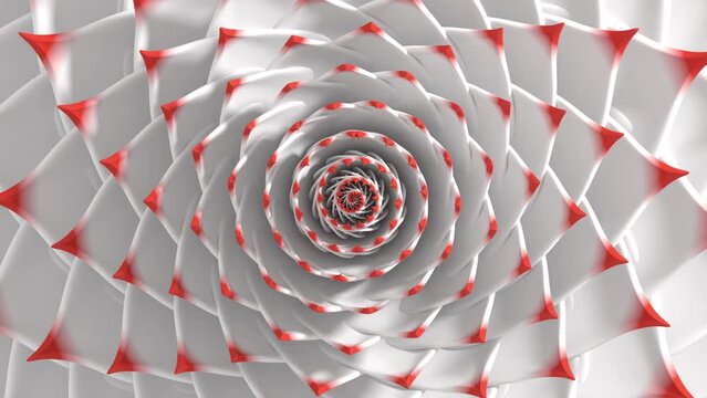 infinity fibonacci spiral geometric 3d animation loop. Can be used to represent eternal life mandala, hypnotic kaleidoscopic vortex, mystic energy