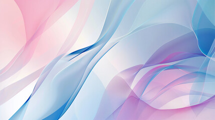 Fluid Abstract Waves, Pastel Pink and Blue, Elegant Background Design with Copy Space