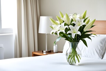 bouquet of white lily in a vase,