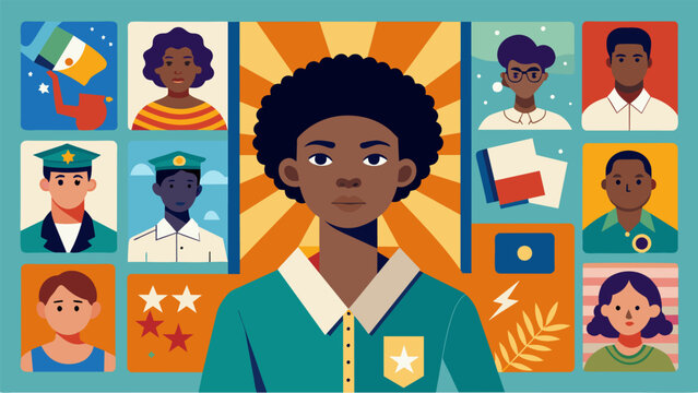 In a collage of photos a teen artist highlights the importance of remembering the past and honoring the sacrifices made for freedom on Juneteenth.. Vector illustration