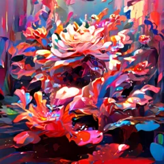 Fotobehang abstract glitter lotus surrealism,AI generated © Nurzhanar