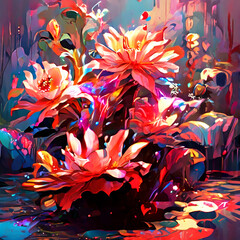 abstract glitter lotus surrealism,AI generated