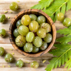Amla Indian gooseberry fruits with leaves isolated Ai generative.