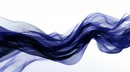 A deep indigo wave, mysterious and compelling, sweeping elegantly across a white background, presented in an ultra high-definition image.