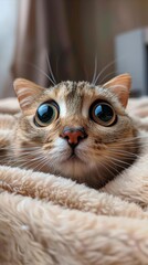 Close Up of a Cat Laying on a Blanket