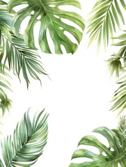 Watercolor Exotic Leaf Frames for Wedding Decor Generative AI