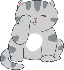 cartoon cat is sitting with tongue sticking out