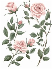 Pink Rose Floral Arrangement for Wedding Invitations Generative AI