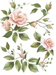 Pink Rose Floral Arrangement for Wedding Invitations Generative AI