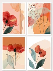 Floral Templates for Greeting Cards and Invitations Generative AI