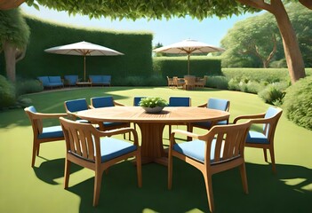 Obraz premium table and chairs in the garden