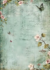 watercolor digital vintage paper  vintage floral border