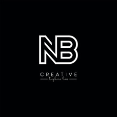 Obraz premium Creative Unique Letter NB BN Initial Based Stylish Line Logo Design.