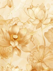 Elegant Lotus Floral Wallpaper Design Generative AI