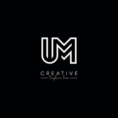 Fototapeta premium Creative Unique Letter UM MU Initial Based Stylish Line Logo Design.