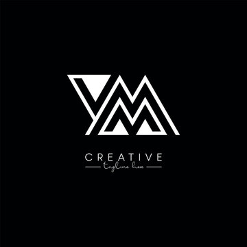 Creative Unique Letter YM MY Initial Based Stylish Line Logo Design.