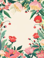 Spring Floral Frame for Celebrations Generative AI