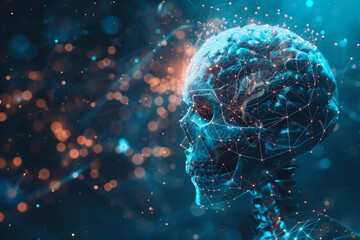 a human brain, glowing connections, as if mid-thought, with a semi-transparent skull overlay, Generative AI