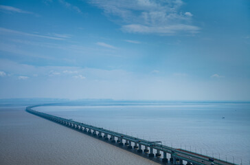 Fototapeta premium Aerial photography of the sea-crossing bridge