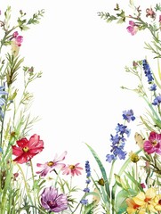 Obraz na płótnie Canvas Summer Meadow Floral Frame Generative AI