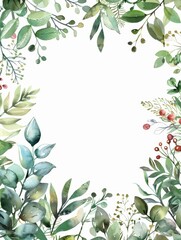 Watercolor Wedding Invitation with Greenery Accents Generative AI