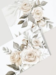 Elegant Wedding Invitation with White Rose Bouquet Generative AI