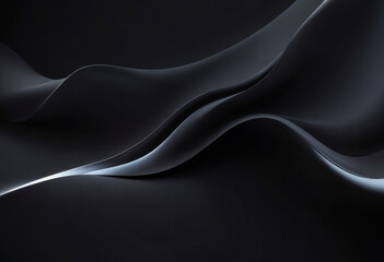 Obraz premium Abstract black wavy shapes with subtle lighting create a dynamic, ethereal backdrop.