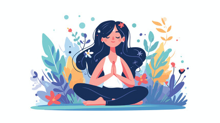 Relaxed girl with closed eyes sitting in padmasana