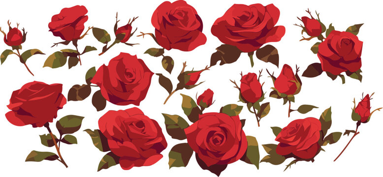 red rose clipart vector for graphic resources