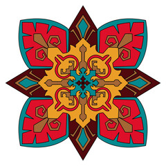 Aztec flower decoration graphic element red flower