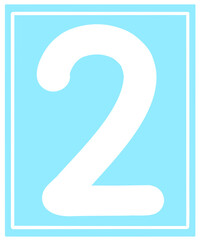 white number two on blue background