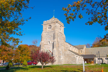 Hopedale Unitarian Parish Church at 65 Hopedale Street in historic town center of Hopedale,...