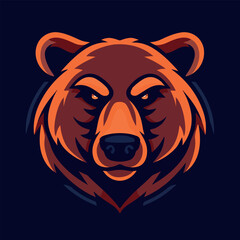 Angry bear head mascot vector illustration with isolated background